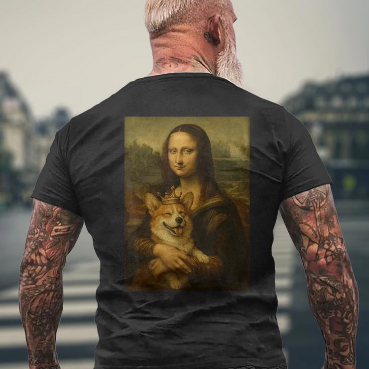 モナ・リサ・コーギー ロイヤル ペット ポートレート 傑作 メンズTシャツ バックプリント 高齢者への贈り物
