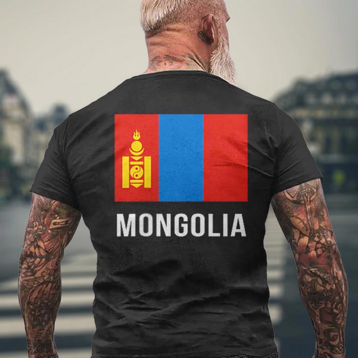 モンゴル モンゴル国旗 メンズTシャツ バックプリント 高齢者への贈り物