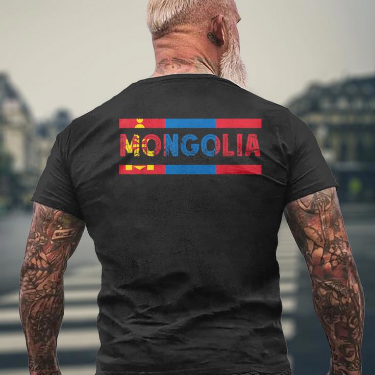 モンゴルのルーツ モンゴル国旗 モンゴルの誇り モンゴル メンズTシャツ バックプリント 高齢者への贈り物