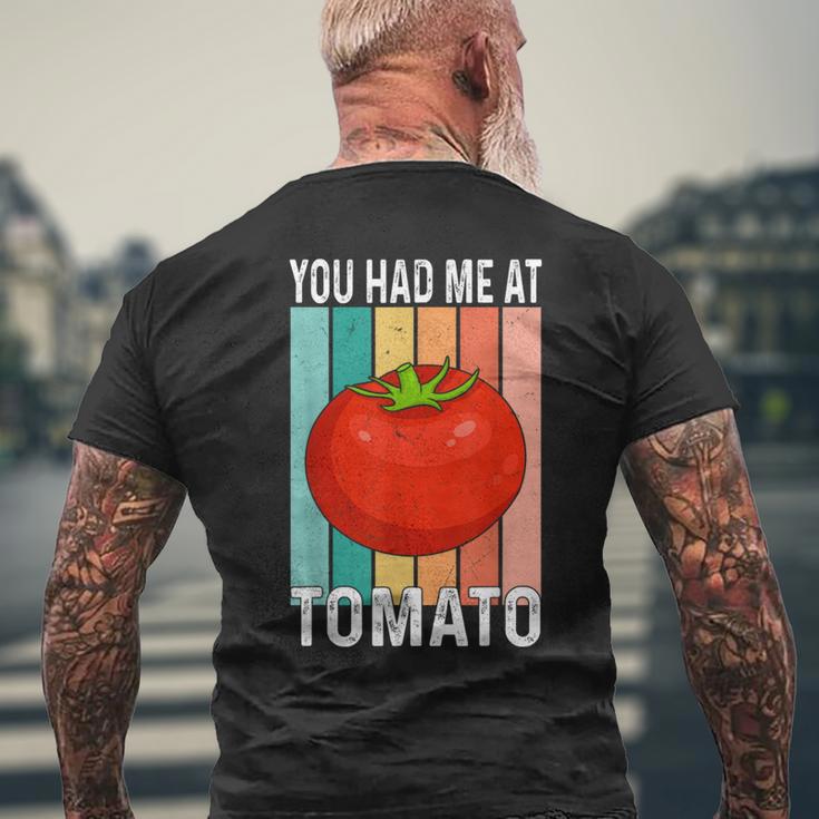 ユー・ハド・ミー・アット・トマト メンズTシャツ バックプリント 高齢者への贈り物