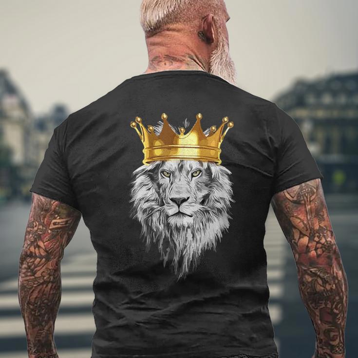 ライオンファンのための王冠を持つライオン メンズTシャツ バックプリント 高齢者への贈り物