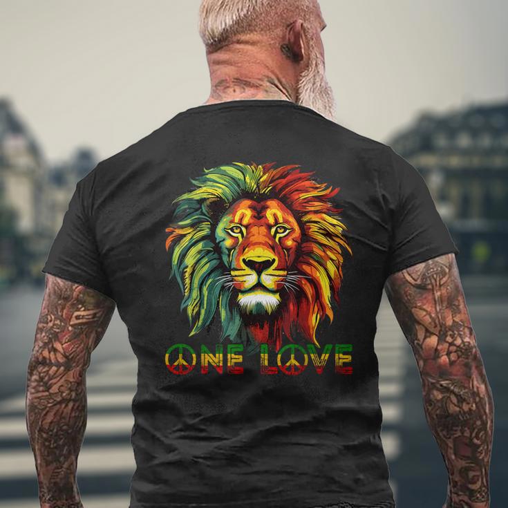 ラスタファリアンルーツ ラスタプライド ラスタファリ ラスタレゲエ ライオン メンズTシャツ バックプリント 高齢者への贈り物