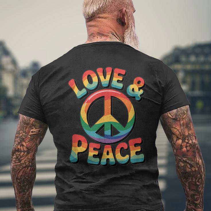 ラブピース 60年代 70年代 ヒッピー レインボー ラブピース メンズTシャツ バックプリント 高齢者への贈り物