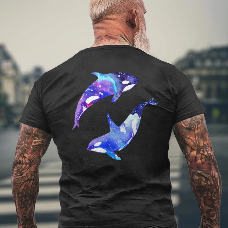 ラブリーなシャチのカップル陰陽スイムアートデザイン メンズTシャツ バックプリント 高齢者への贈り物