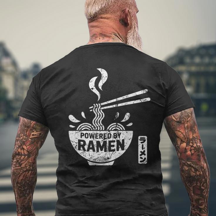 ラーメン 日本麺好き 食文化デザイン メンズTシャツ バックプリント 高齢者への贈り物