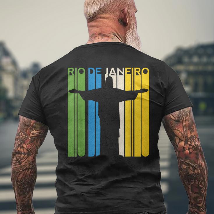 リオデジャネイロ ブラジル レトロ ビーチ ブラジルの像 サンパウロ メンズTシャツ バックプリント 高齢者への贈り物