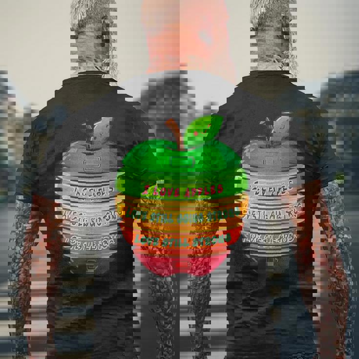 リンゴの力シリーズ リンゴのエネルギー リンゴ スライス 充電 バッテリー 残量 おもしろみ ユニーク メンズTシャツ バックプリント 高齢者への贈り物