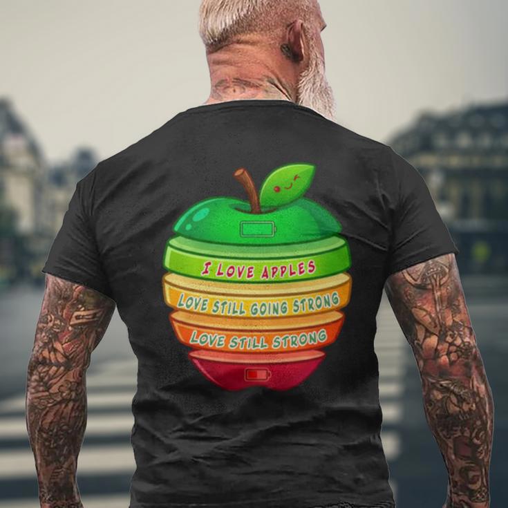 リンゴの力シリーズ リンゴのエネルギー リンゴ スライス 充電 バッテリー 残量 おもしろみ ユニーク 長袖tシャツ メンズTシャツ バックプリント 高齢者への贈り物