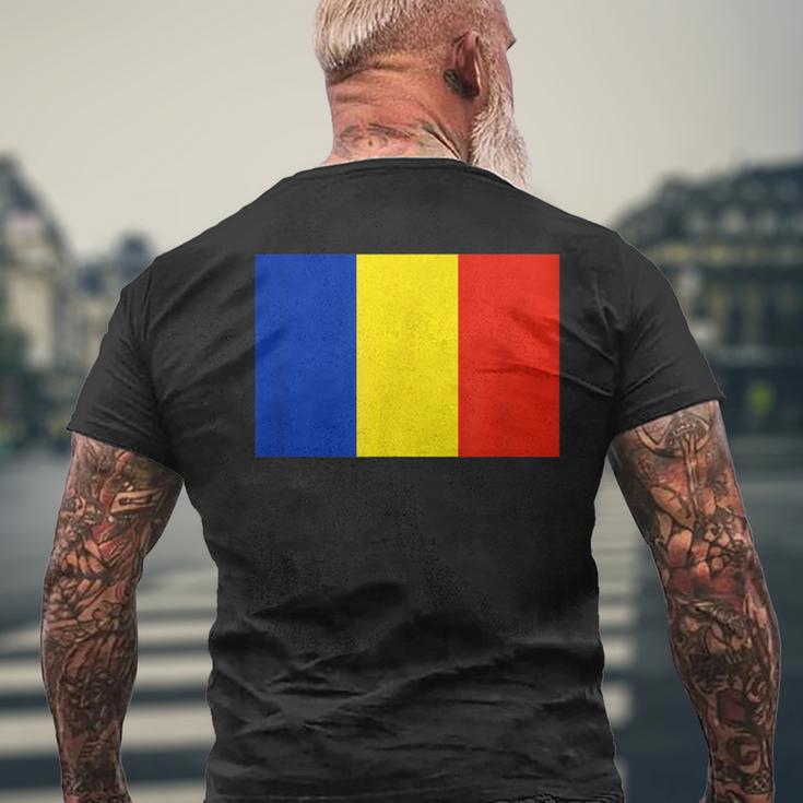 ルーマニア国旗 メンズTシャツ バックプリント 高齢者への贈り物
