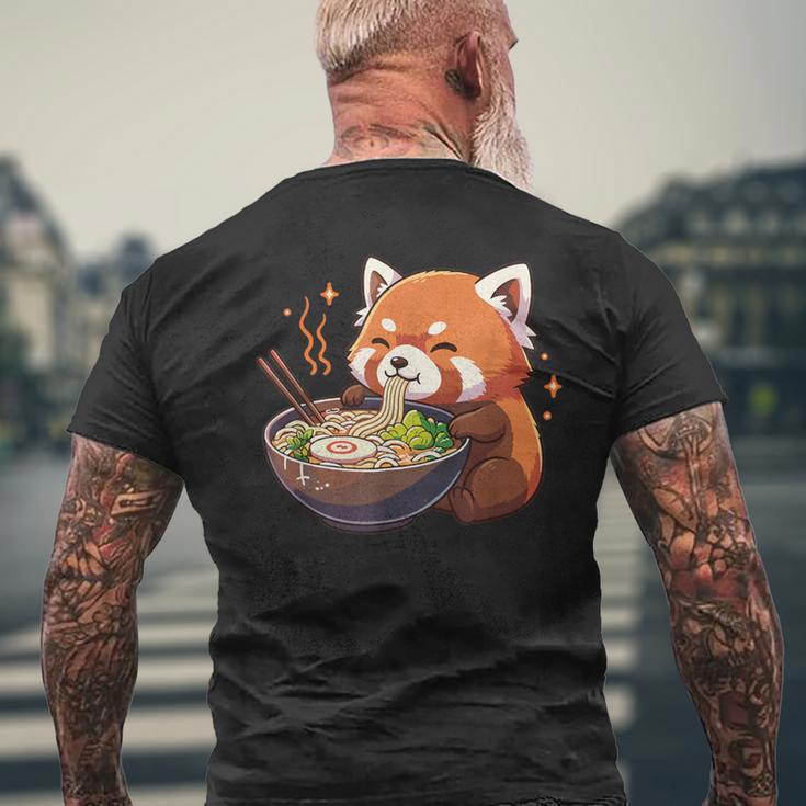 レッサーパンダ ラーメン かわいいレッサーパンダ メンズTシャツ バックプリント 高齢者への贈り物