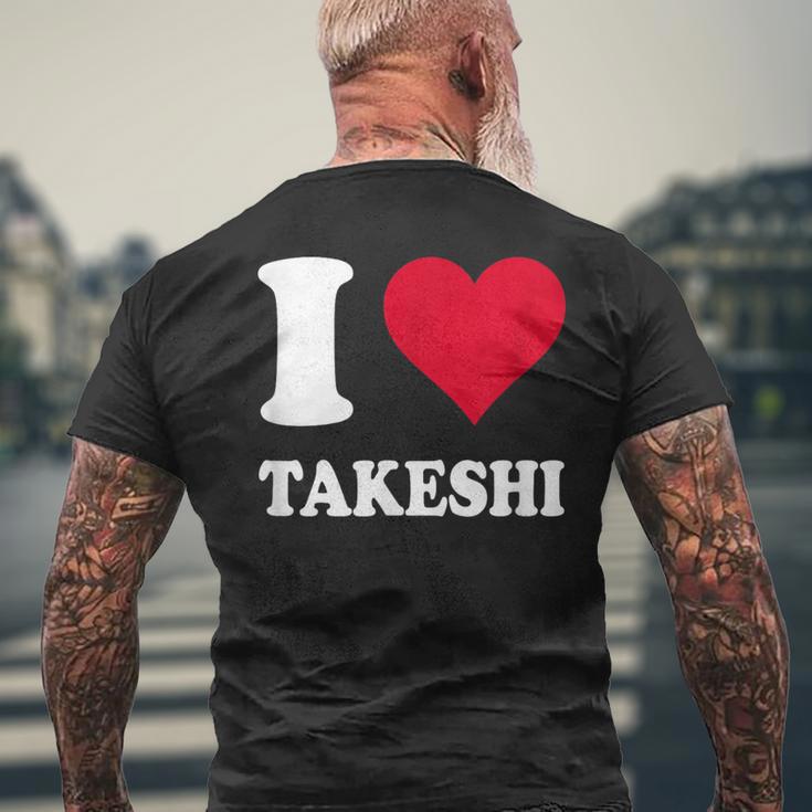 レッドハート I Love Takeshi メンズTシャツ バックプリント 高齢者への贈り物