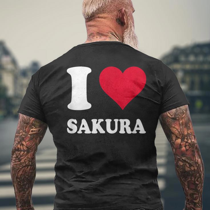 レッドハート I Loveakura メンズTシャツ バックプリント 高齢者への贈り物