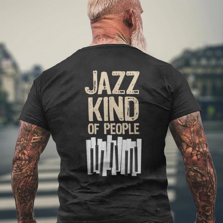 レトロ ジャズ 音楽愛好家 ピアノプレーヤー ミュージシャン キーボード メンズTシャツ バックプリント 高齢者への贈り物
