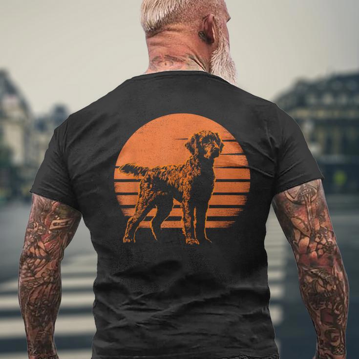 レトロ デザイン カーリー コーテッド レトリバー犬 メンズTシャツ バックプリント 高齢者への贈り物