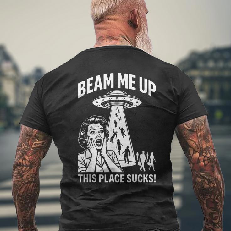 レトロufo宇宙船 メンズTシャツ バックプリント 高齢者への贈り物