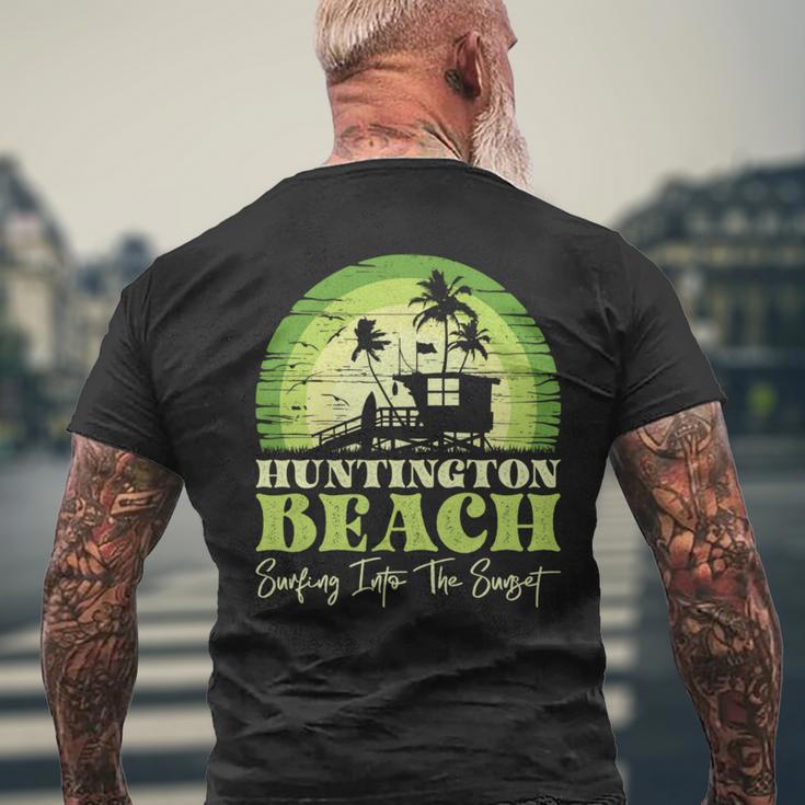 レトロなハンティントンビーチサンセットサーフシーン 長袖tシャツ メンズTシャツ バックプリント 高齢者への贈り物