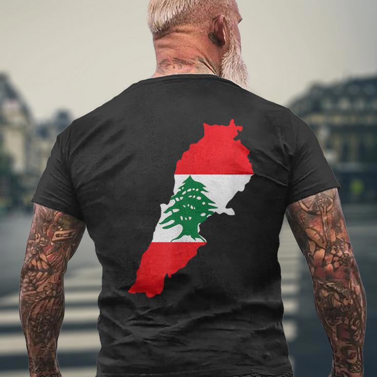 レバノン国旗 地図 ベイルート 杉の木 レバノン ヘリテージデザイン メンズTシャツ バックプリント 高齢者への贈り物