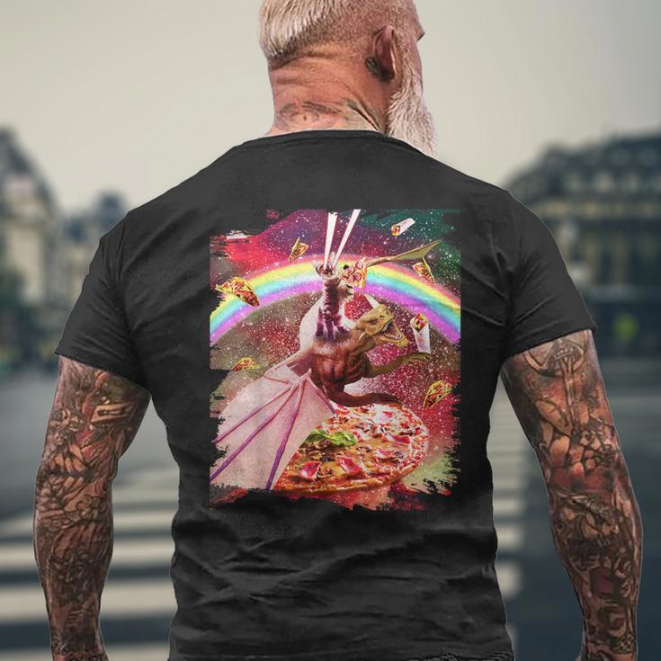 レーザーアイズ 宇宙 猫 ライディング ドラゴン メンズTシャツ バックプリント 高齢者への贈り物