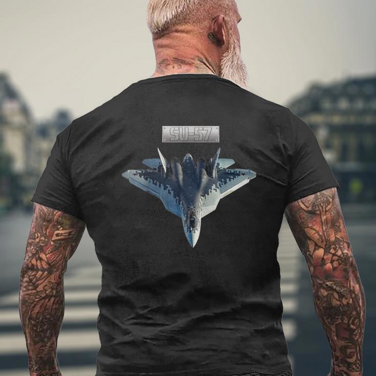 ロシアのステルス機第5世代su-57 メンズTシャツ バックプリント 高齢者への贈り物