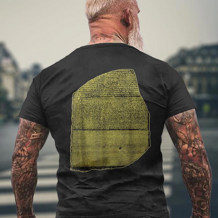 ロゼッタストーン エジプト象形文字 考古学 エジプト学 メンズTシャツ バックプリント 高齢者への贈り物