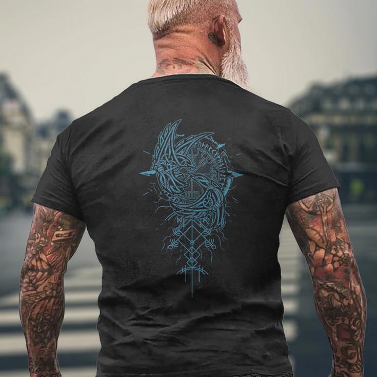 ヴァルハラ レイヴン レイヴン オーディンのルーン文字 北欧コンパス バイキング メンズTシャツ バックプリント 高齢者への贈り物