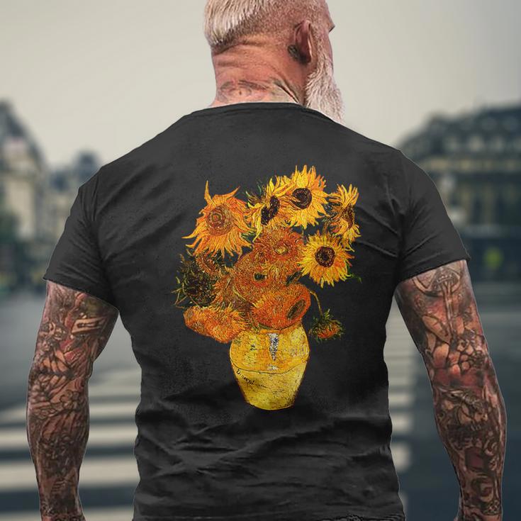 ヴァン・ゴッホ ひまわり ビンテージ イエローフラワー アートペインティング メンズTシャツ バックプリント 高齢者への贈り物