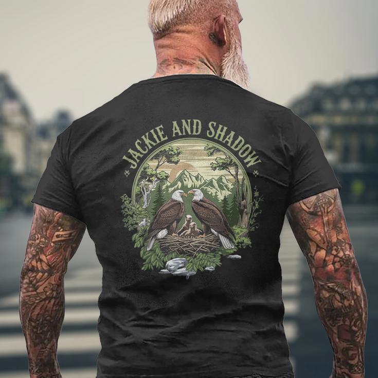 ヴィンテージ ジャッキーとシャドウ 白頭ワシファミリー 自然愛好家 メンズTシャツ バックプリント 高齢者への贈り物