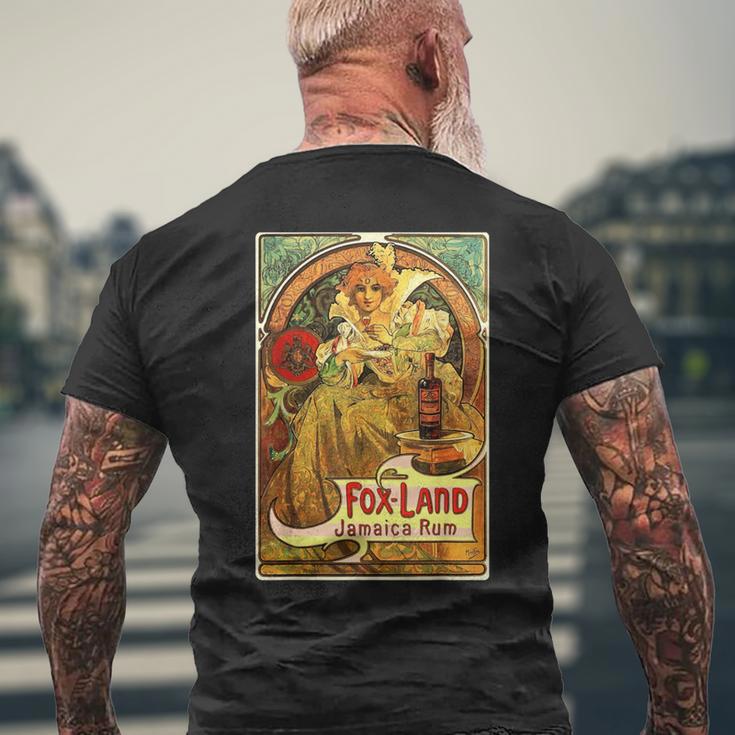 ヴィンテージ ジャマイカ ラム 広告ポスター ガール アルフォンス・ミュシャ メンズTシャツ バックプリント 高齢者への贈り物