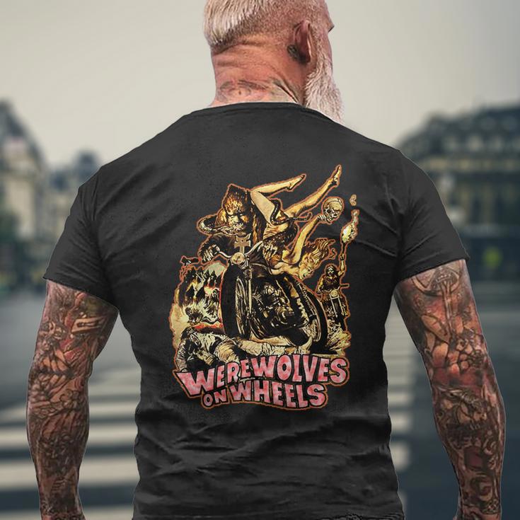 ヴィンテージ ホラー 狼男 ホイールバイカー メンズTシャツ バックプリント 高齢者への贈り物