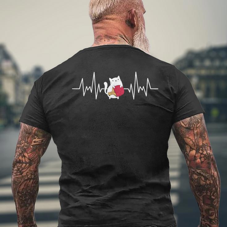 ヴィンテージ 猫 卓球 レトロ 猫 卓球 ハートビート メンズTシャツ バックプリント 高齢者への贈り物