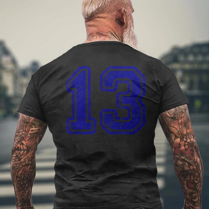 ヴィンテージナンバー 13 スポーツブルー代表チームナンバー 13 メンズTシャツ バックプリント 高齢者への贈り物
