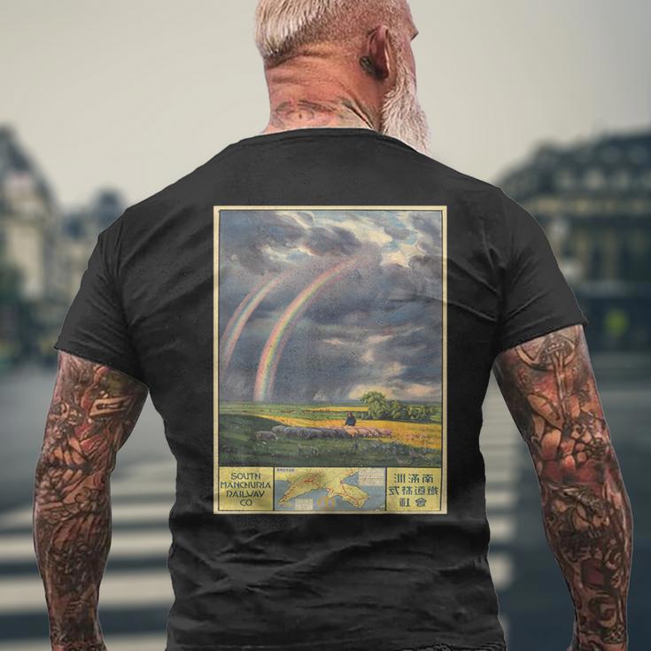ヴィンテージポスター-南満州鉄道 メンズTシャツ バックプリント 高齢者への贈り物