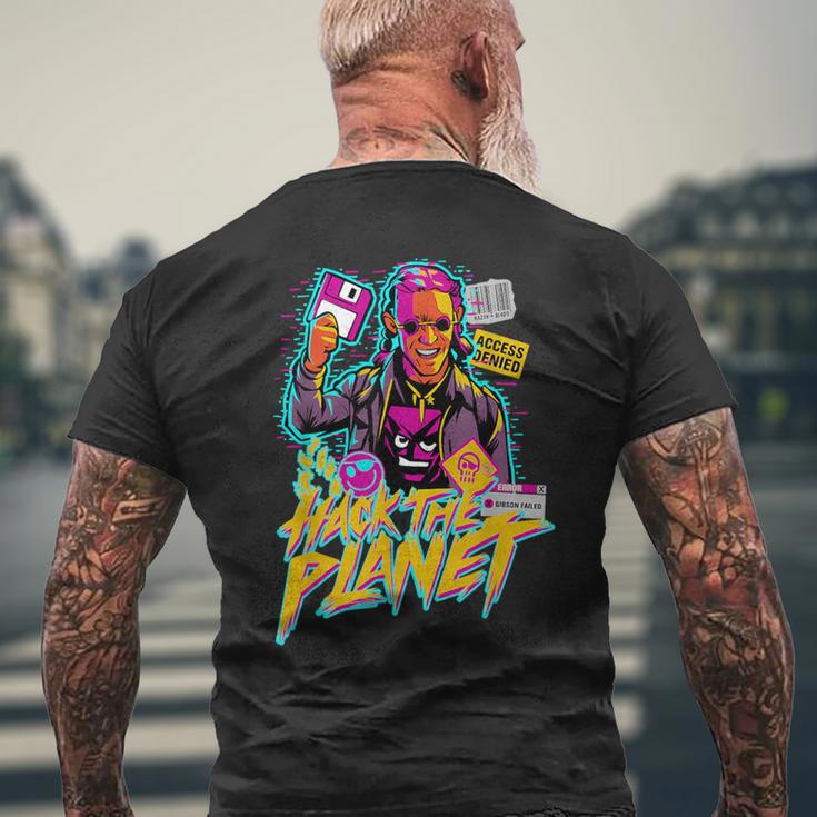 ヴェイパーウェーブ・ハック・ザ・プラネット メンズTシャツ バックプリント 高齢者への贈り物