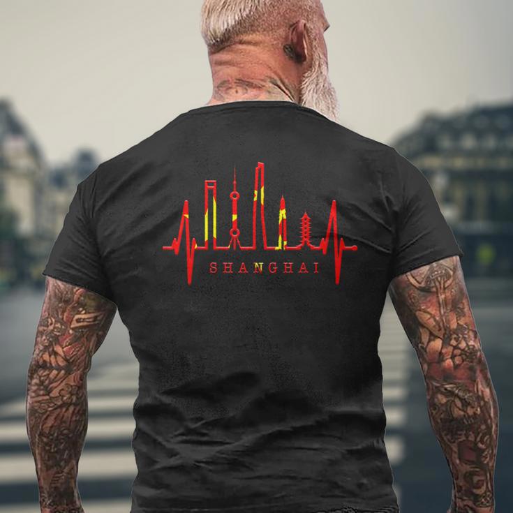 上海スカイライン ハートビート 中国 上海大好きi Lovehanghai China メンズTシャツ バックプリント 高齢者への贈り物