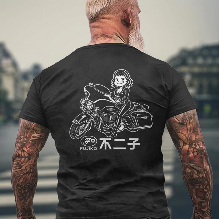 不二子ペコ風 レトロガール バイク Fujiko 日本 アニメ パロディ メンズTシャツ バックプリント 高齢者への贈り物