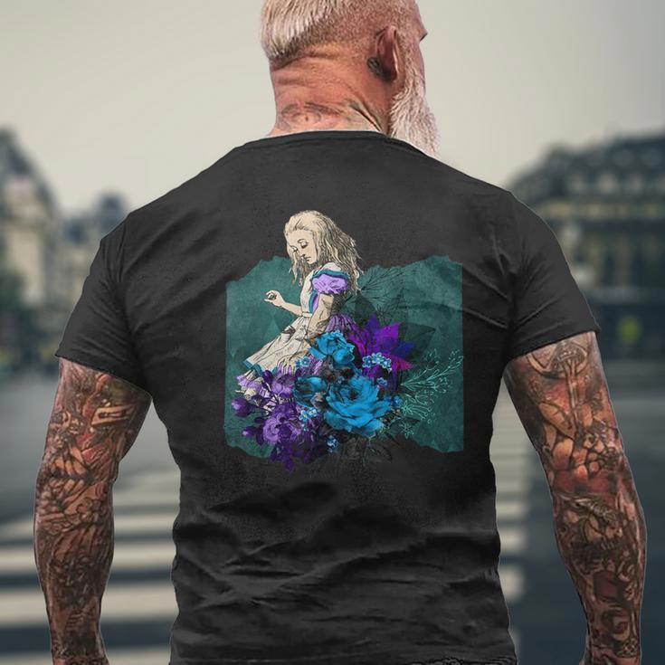 不思議の国のアリス グランジ パープルティール スチームパンク メンズTシャツ バックプリント 高齢者への贈り物