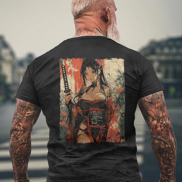 侍戦士 ワイフガール 日本の浮世絵 漫画 サムライ メンズTシャツ バックプリント 高齢者への贈り物