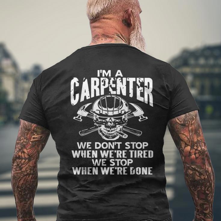 俺たちはやめない 終わるまで 木工魂 スカル職人 メンズTシャツ バックプリント 高齢者への贈り物
