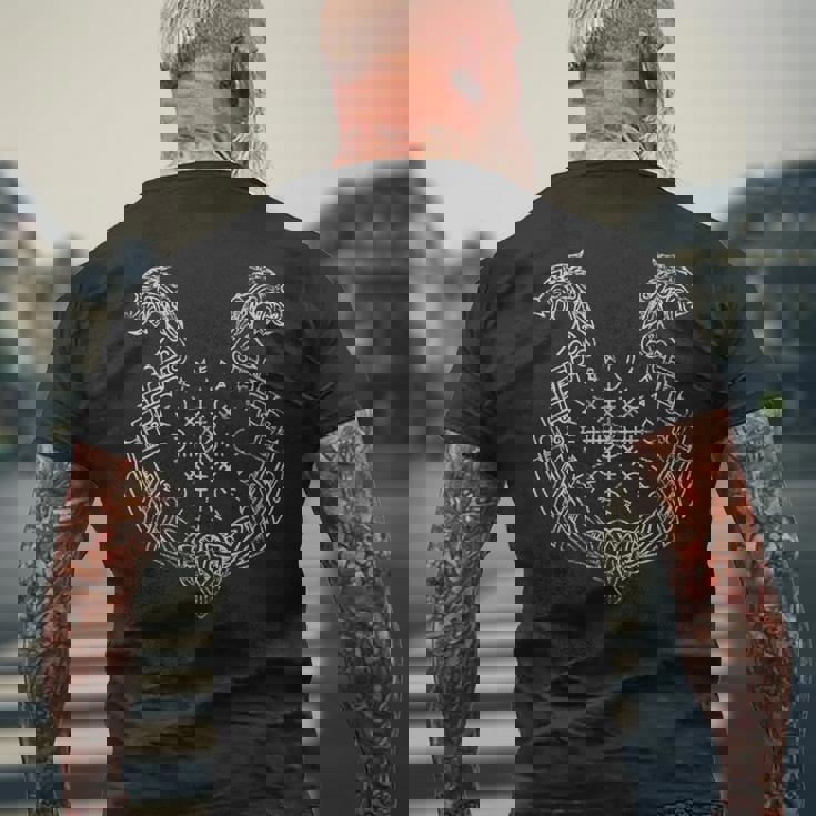 北欧バイキングコンパス アイスランド メンズTシャツ バックプリント 高齢者への贈り物