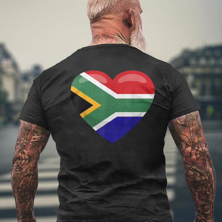 南アフリカ ハート 南アフリカお土産 南アフリカ国旗 メンズTシャツ バックプリント 高齢者への贈り物