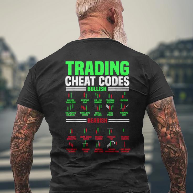 取引チートコードローソク足パターン、面白い株トレーダー メンズTシャツ バックプリント 高齢者への贈り物