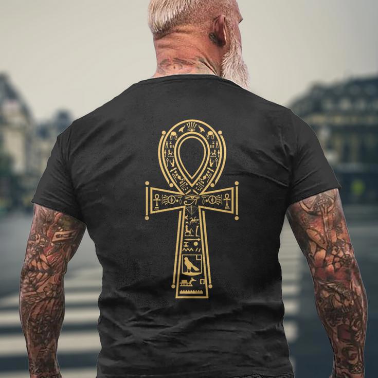 古代エジプト アンク 象形文字 エジプト ホルスの目 メンズTシャツ バックプリント 高齢者への贈り物