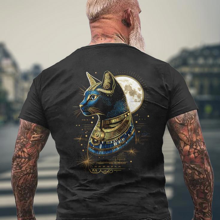 古代エジプト エジプト神 猫 エジプト学 ツタンカーメンバステット メンズTシャツ バックプリント 高齢者への贈り物