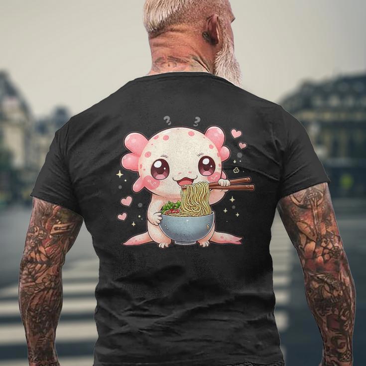 可愛いウーパールーパーラーメン メンズTシャツ バックプリント 高齢者への贈り物
