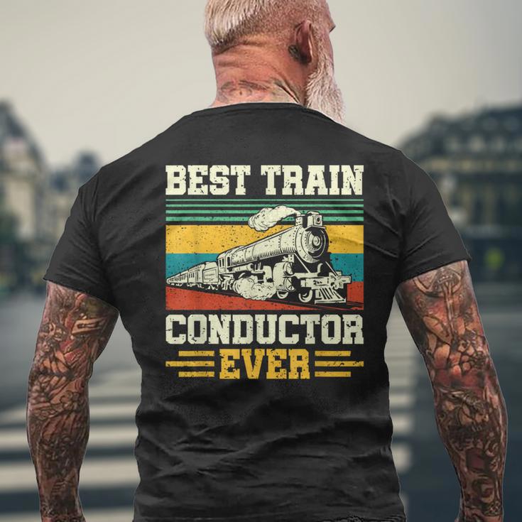 史上最高の電車の車掌 Conductor Railroad メンズTシャツ バックプリント 高齢者への贈り物