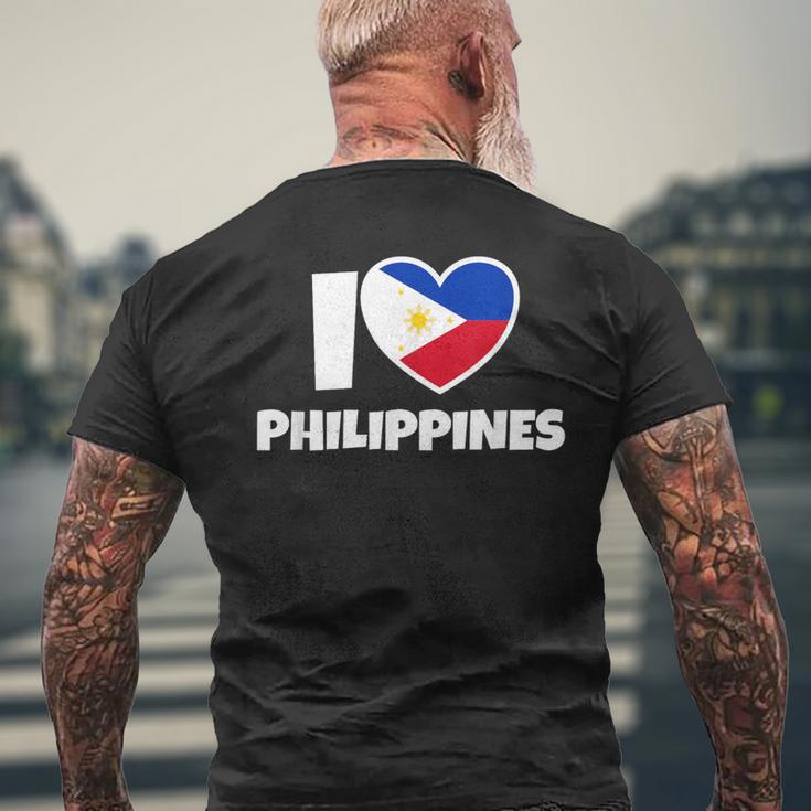 国旗とハートのアイ・ラブ・フィリピン メンズTシャツ バックプリント 高齢者への贈り物