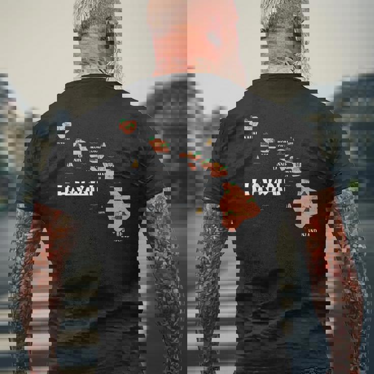 地図 ヴィンテージ お土産 ハワイ諸島 メンズTシャツ バックプリント 高齢者への贈り物