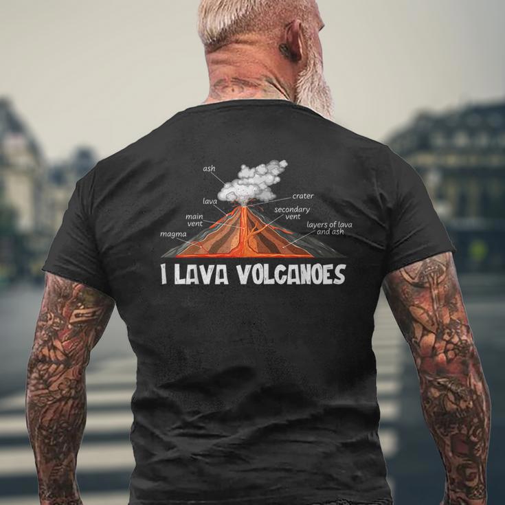 地球 マグマ、溶岩、火山、地学 メンズTシャツ バックプリント 高齢者への贈り物
