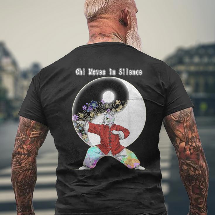 太極拳をする猫 メンズTシャツ バックプリント 高齢者への贈り物