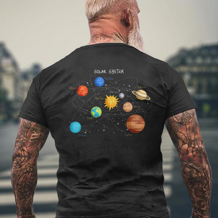 太陽系 太陽と惑星 宇宙 天文学 キッズギフト メンズTシャツ バックプリント 高齢者への贈り物